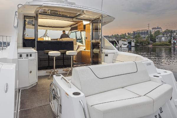 Slide: The Image of 2018 Cruisers Yachts 45 Cantius luxury yacht with open deck and modern interior. - 5
