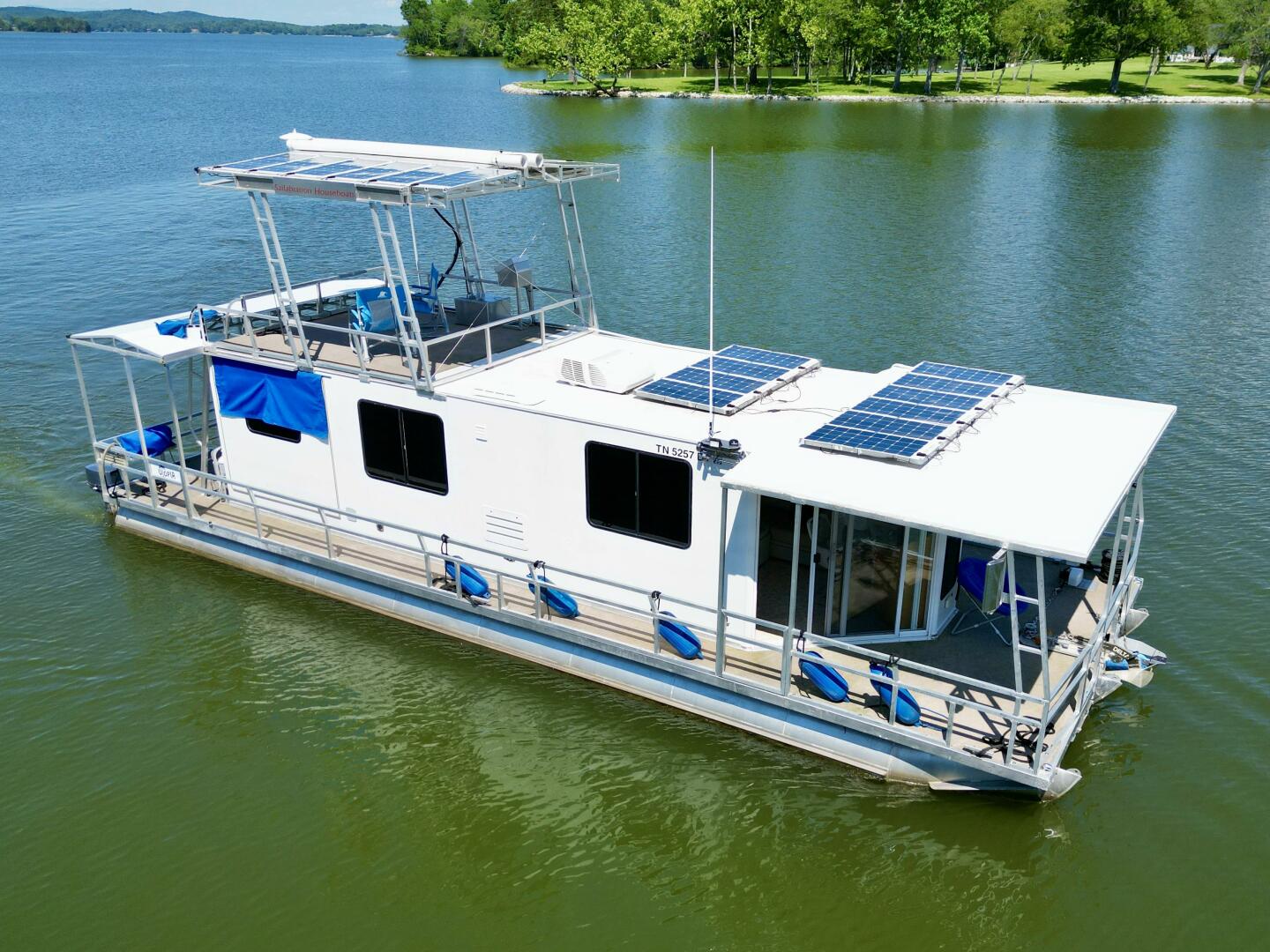 Slide: The Image of Custom Dennison's Custom Trailer Works/Sailabration 14 x 43 Solar Electric Aluminum Tritoon Houseboat 2003 - 4498780