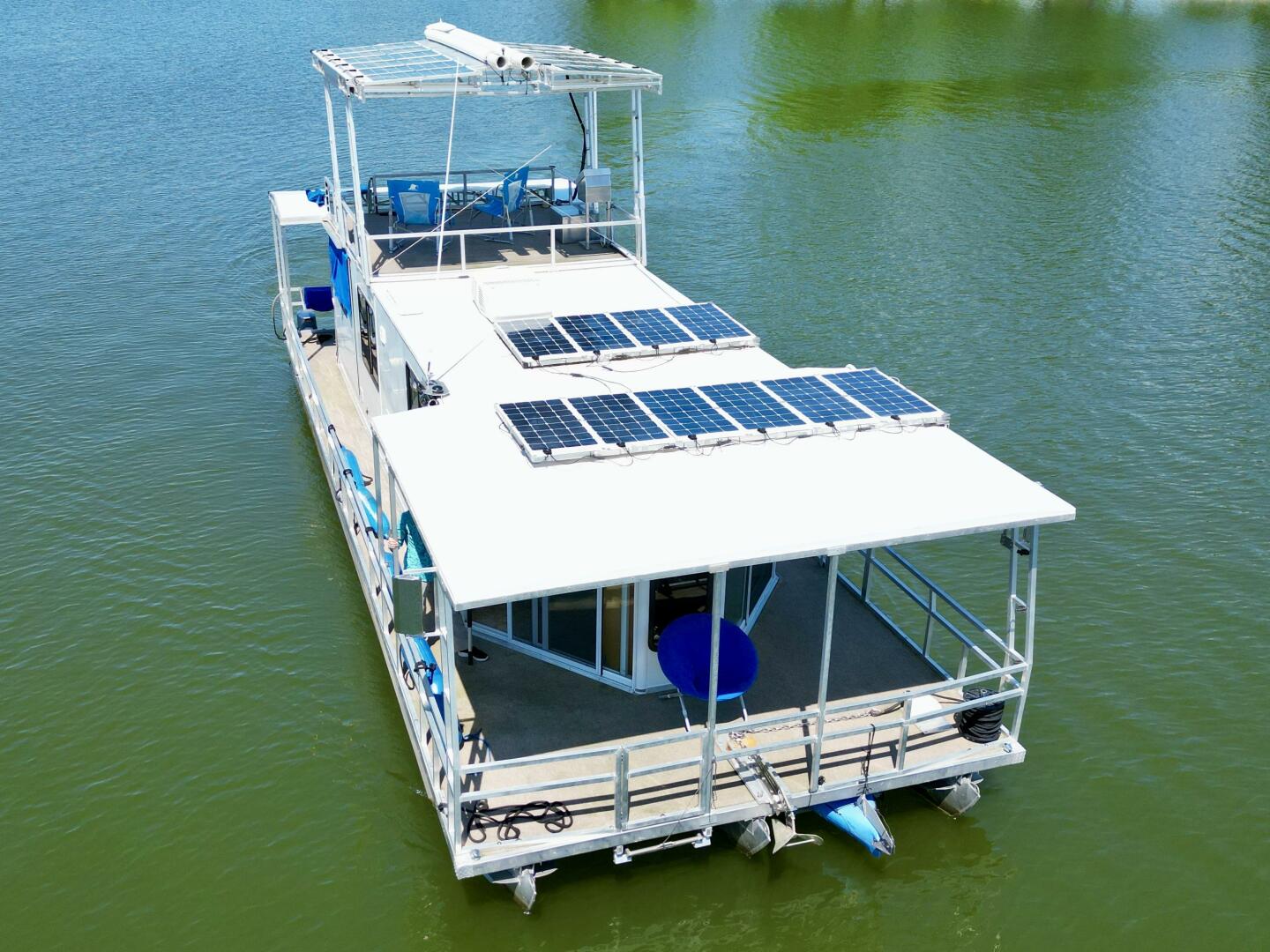 Slide: The Image of Custom Dennison's Custom Trailer Works/Sailabration 14 x 43 Solar Electric Aluminum Tritoon Houseboat 2003 - 4498923