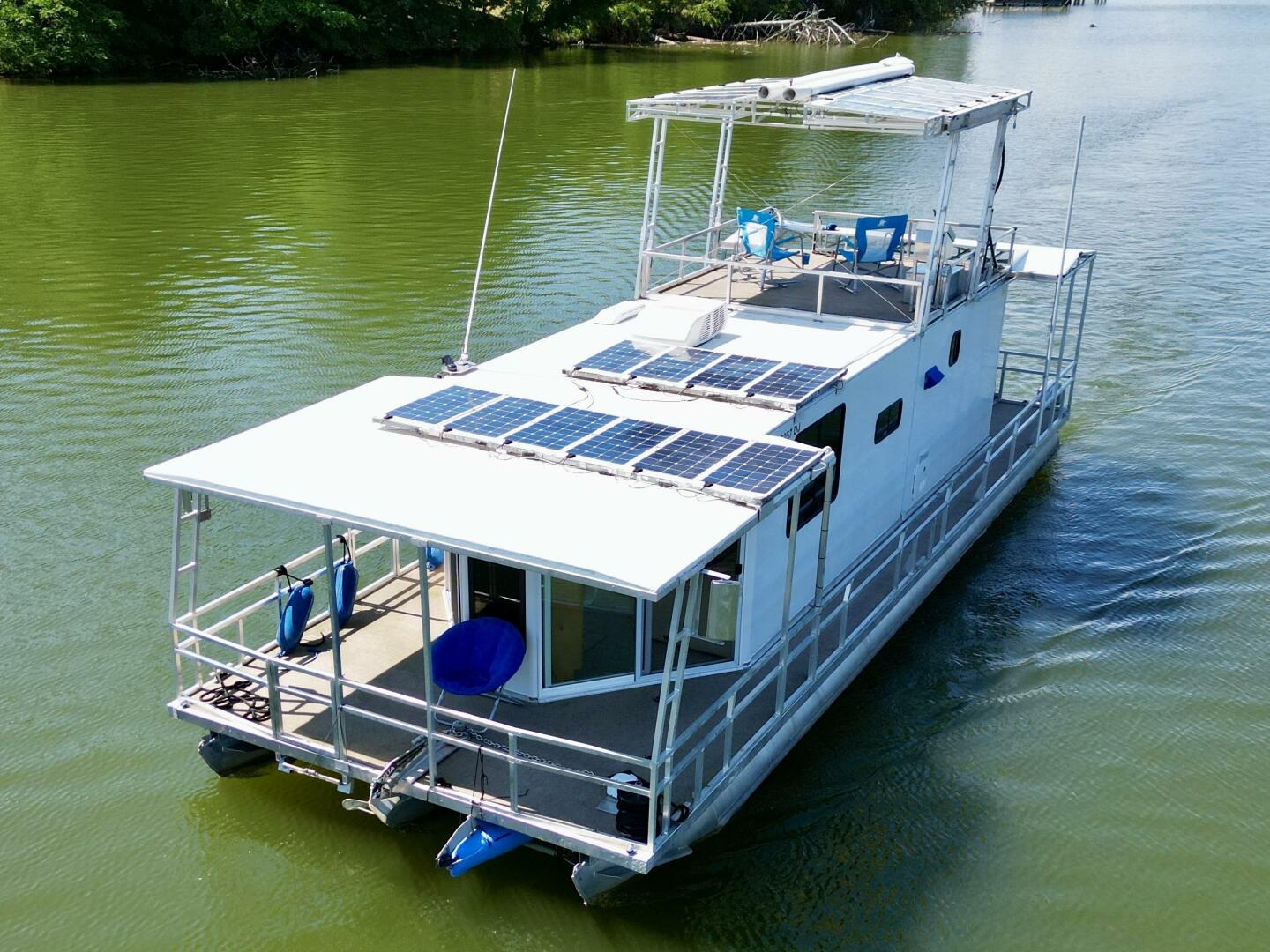 Slide: The Image of Custom Dennison's Custom Trailer Works/Sailabration 14 x 43 Solar Electric Aluminum Tritoon Houseboat 2003 - 4498925