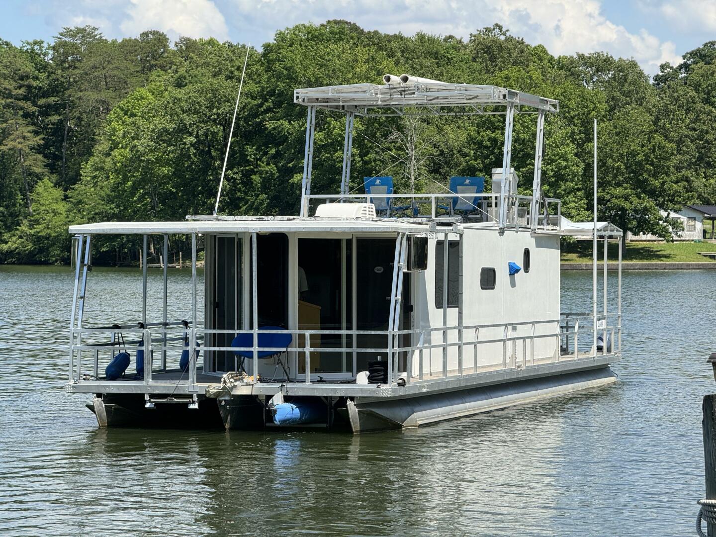 Slide: The Image of Custom Dennison's Custom Trailer Works/Sailabration 14 x 43 Solar Electric Aluminum Tritoon Houseboat 2003 - 4498931
