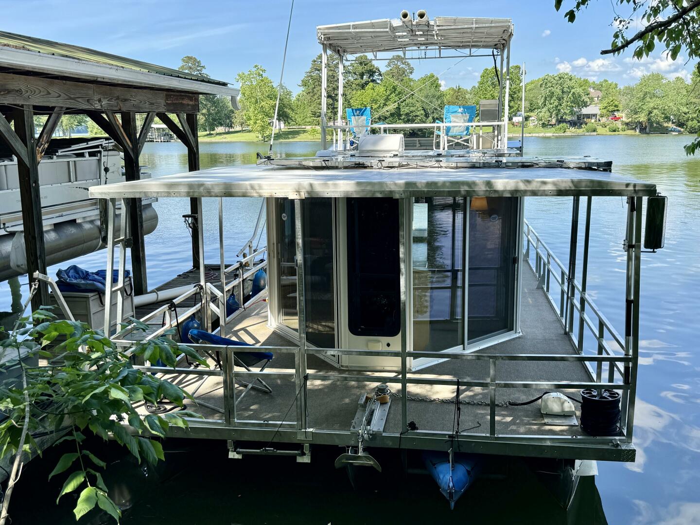 Slide: The Image of Custom Dennison's Custom Trailer Works/Sailabration 14 x 43 Solar Electric Aluminum Tritoon Houseboat 2003 - 4498936