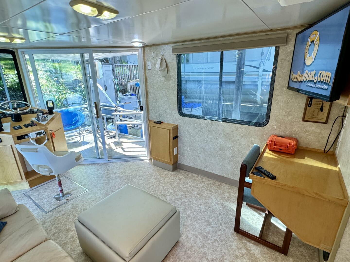 Slide: The Image of Custom Dennison's Custom Trailer Works/Sailabration 14 x 43 Solar Electric Aluminum Tritoon Houseboat 2003 - 4498994