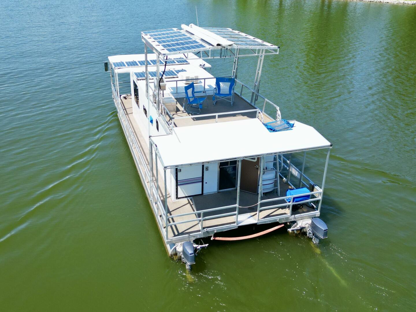 Slide: The Image of Custom Dennison's Custom Trailer Works/Sailabration 14 x 43 Solar Electric Aluminum Tritoon Houseboat 2003 - 4498907