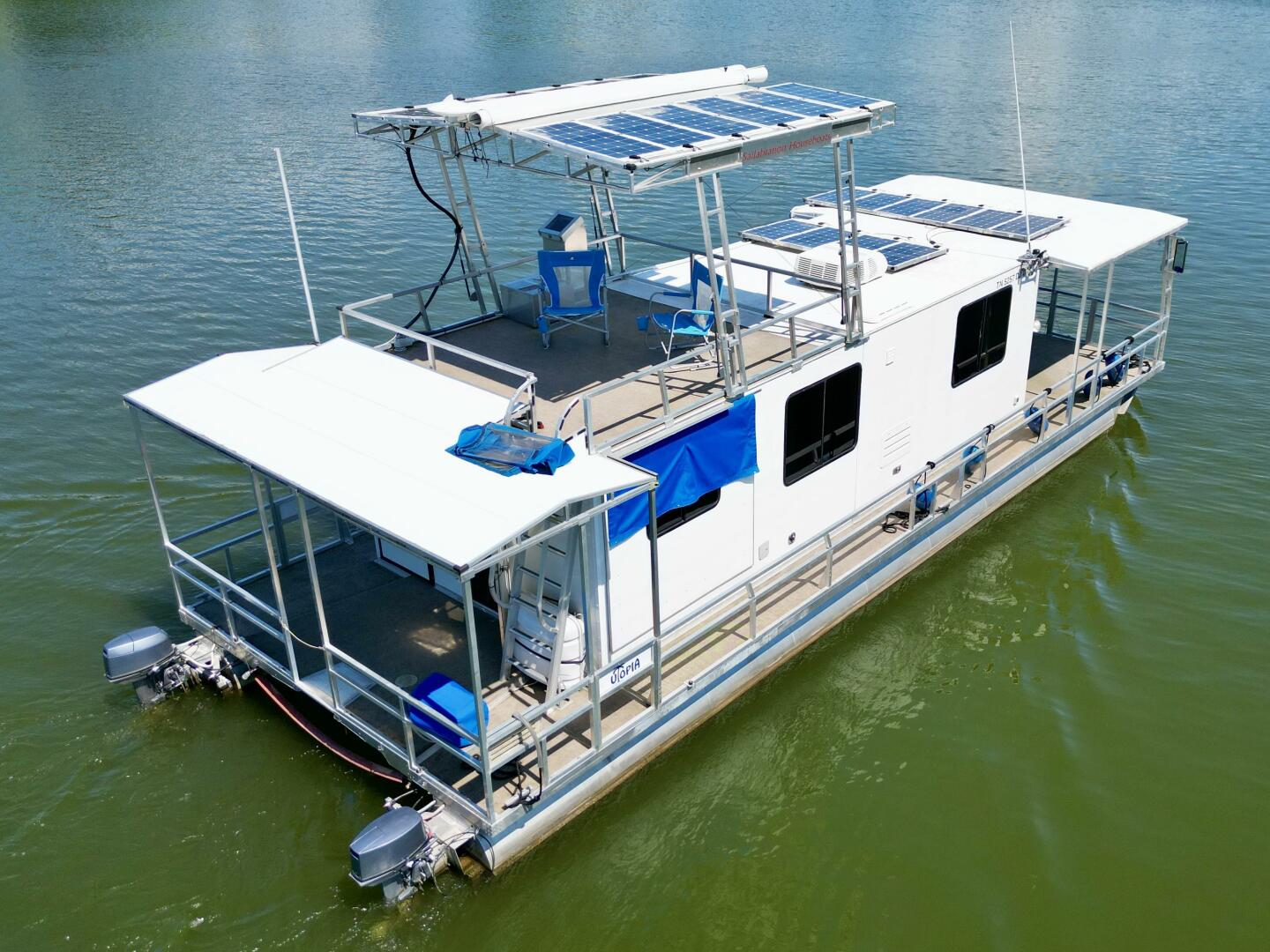 Slide: The Image of Custom Dennison's Custom Trailer Works/Sailabration 14 x 43 Solar Electric Aluminum Tritoon Houseboat 2003 - 4498912
