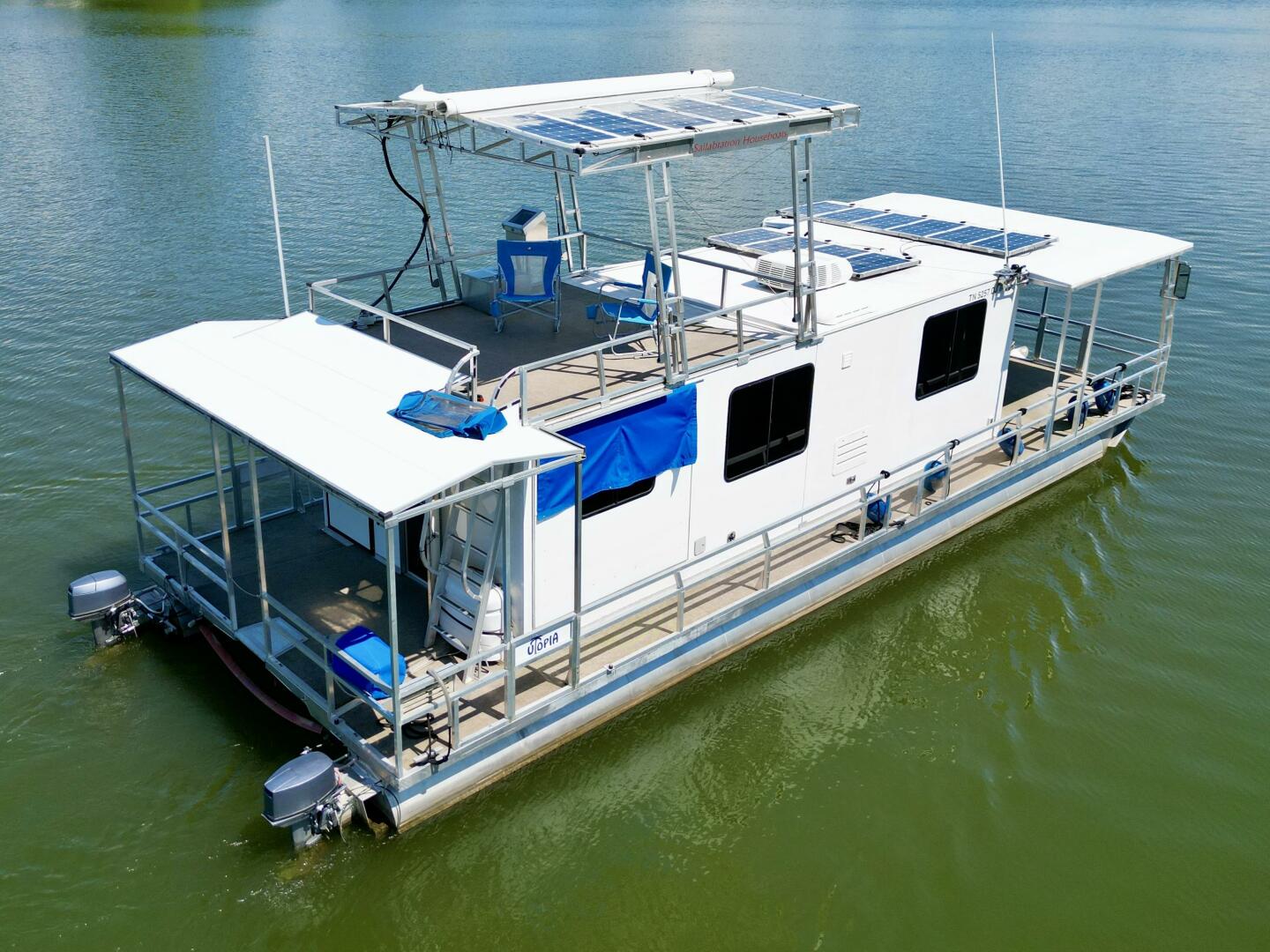 Slide: The Image of Custom Dennison's Custom Trailer Works/Sailabration 14 x 43 Solar Electric Aluminum Tritoon Houseboat 2003 - 4498914
