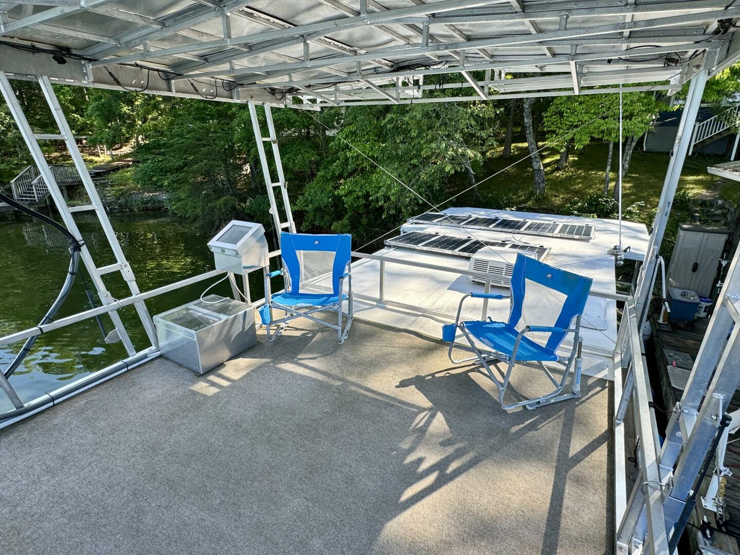 Slide: The Image of Custom Dennison's Custom Trailer Works/Sailabration 14 x 43 Solar Electric Aluminum Tritoon Houseboat 2003 - 4499096