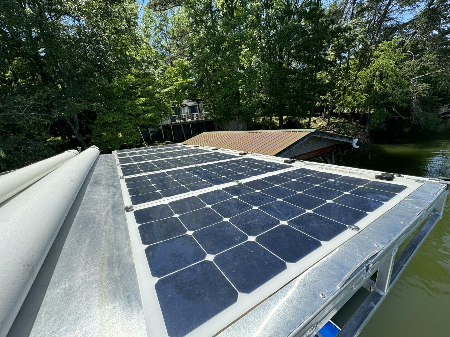 Slide: The Image of Custom Dennison's Custom Trailer Works/Sailabration 14 x 43 Solar Electric Aluminum Tritoon Houseboat 2003 - 4499119