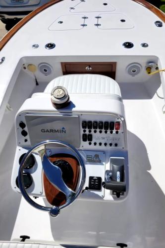 Slide: The Image of 2017 Custom Envi Redfisher boat console with Garmin navigation system. - 4