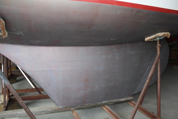 Slide: The Image of 1934 Custom Northern Michigan NM boat hull in dry dock. - 11