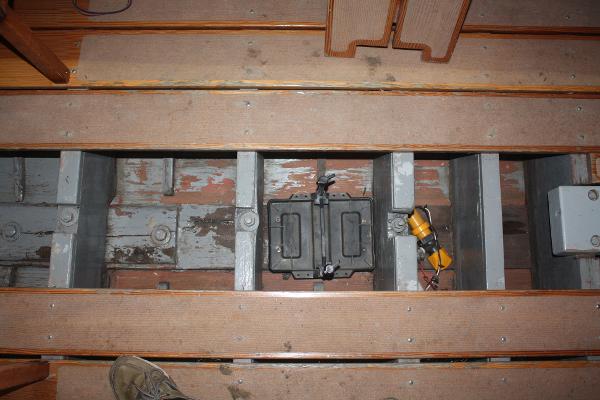Slide: The Image of Interior view of 1934 Custom Northern Michigan NM boat under repair. - 28