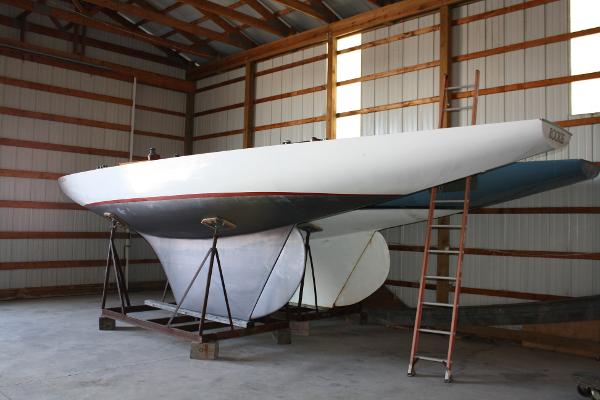 Slide: The Image of 1934 Custom Northern Michigan NM sailboat in storage shed. - 5