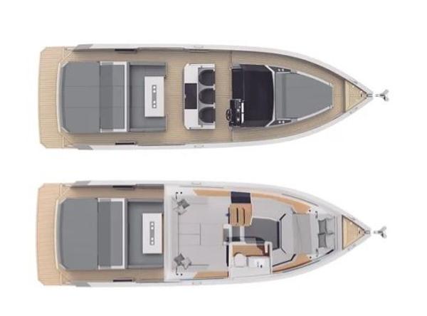 Slide: The Image of Top view layout of 2025 De Antonio Yachts D36 OPEN, showcasing interior and deck design. - 6