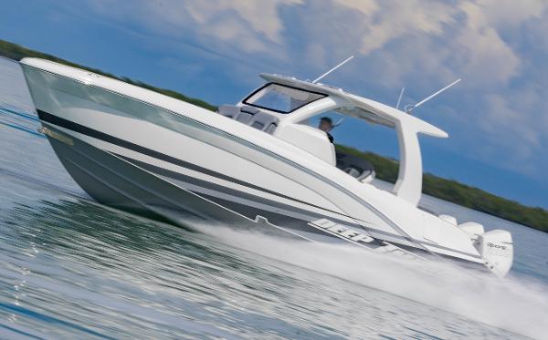 Slide: The Image of 2024 Deep Impact 369 Deep Impact boat speeding on water. - 1