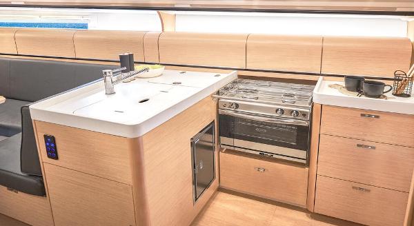 Slide: The Image of Modern kitchen interior of 2025 Dehler 38 SQ yacht with stove and sink. - 21