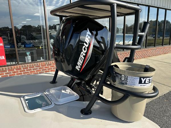 Slide: The Image of 2024 Delta Boatworks Delta 18 with Mercury outboard motor and Yeti bucket. - 24