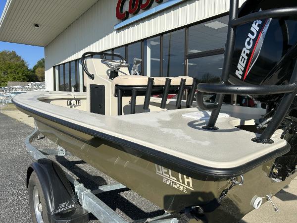 Slide: The Image of 2024 Delta Boatworks Delta 18 boat on trailer outside dealership. - 6