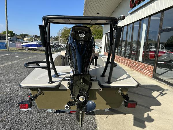 Slide: The Image of 2024 Delta Boatworks Delta 18 boat rear view with outboard motor. - 8