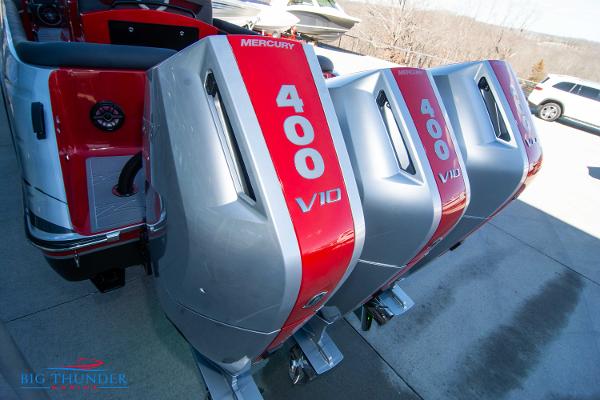 Slide: The Image of 2024 Donzi 39 VRZ with triple Mercury 400 V10 outboard engines. - 25