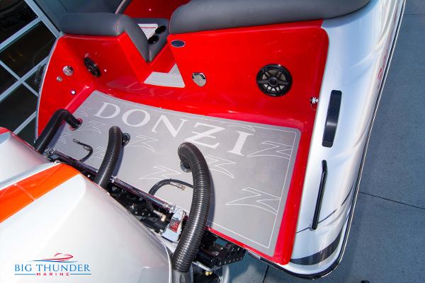 Slide: The Image of 2024 Donzi 39 VRZ boat stern with branding at Big Thunder Marine. - 36