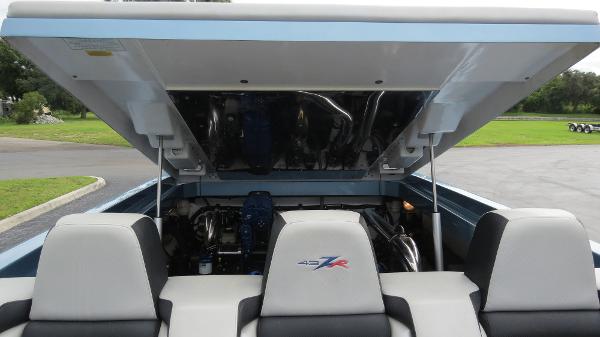 Slide: The Image of 2006 Donzi 43 ZR boat engine compartment with open hatch. - 36