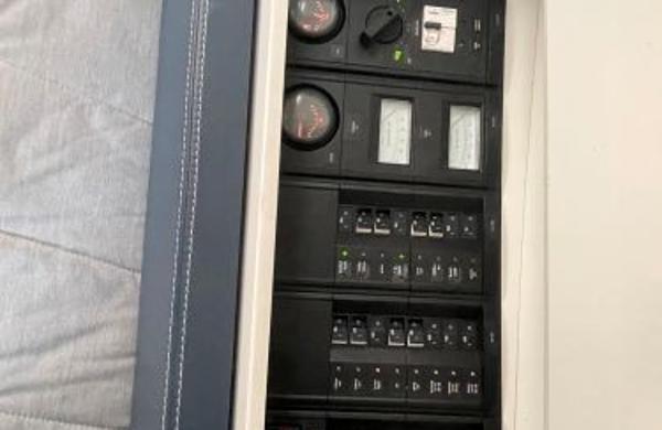 Slide: The Image of Electrical control panel on a 2017 Evo Yachts 43. - 25