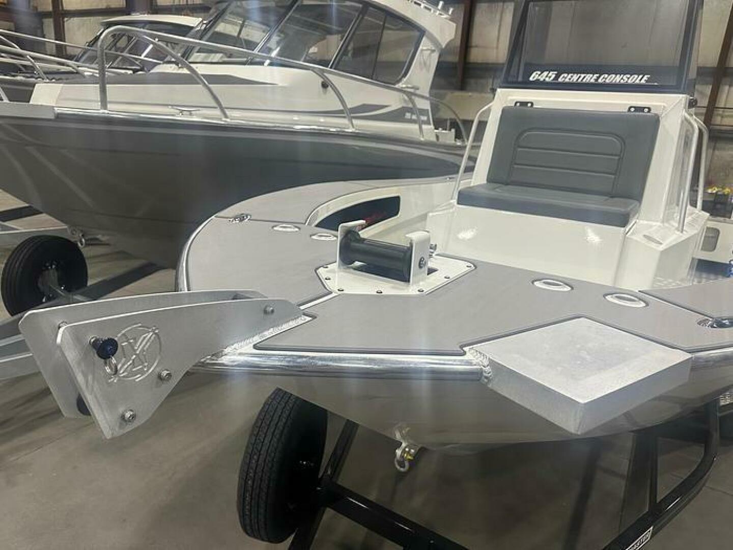 Slide: The Image of 2025 Extreme Boats 645 21' Center Console Bow with Modifided Minn Kota Mount Bow Pulpit with modified minn Kota mount on the 2025 Extreme Boats 645 21' Center Console - 5254786
