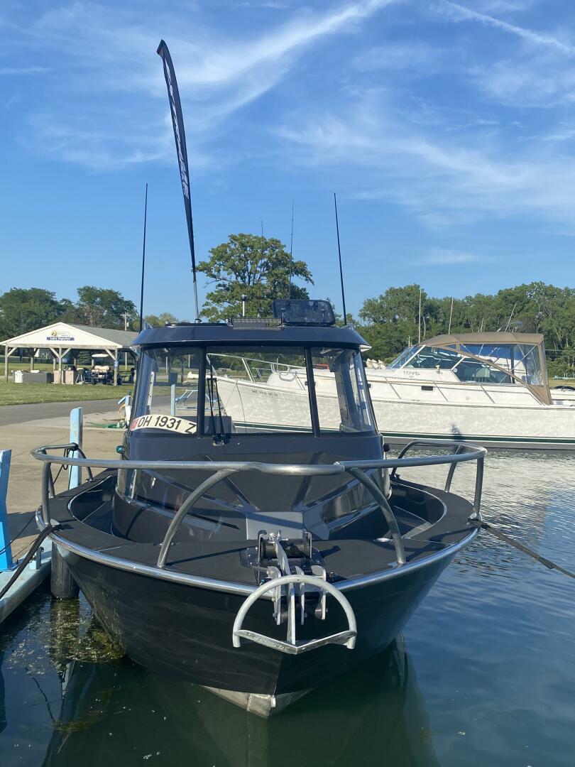 Slide: The Image of Bow View View of the anchor pulpit at the bow on this 2020 Extreme Boats 795 Walk Around - 5311261