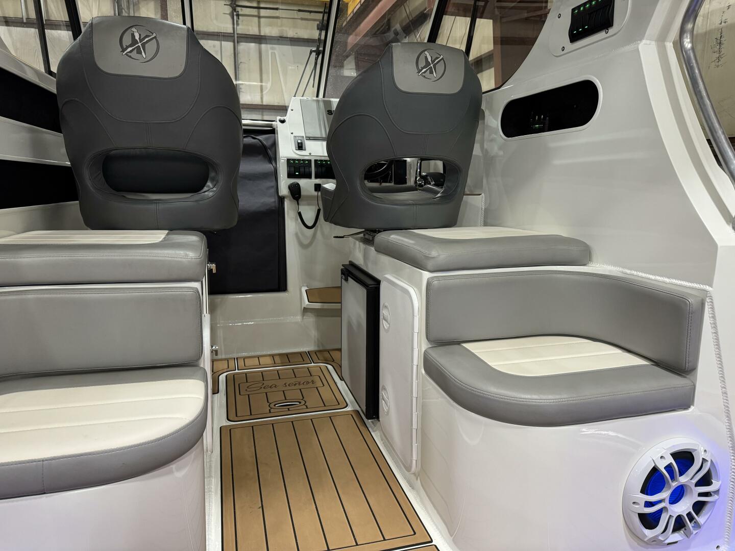 Slide: The Image of Aquatraction Flooring, Sub, Fridge, Curved Seating 2024 Extreme Boats 795 Walk Around 26' Starboard Side Seating Module  - 5185074
