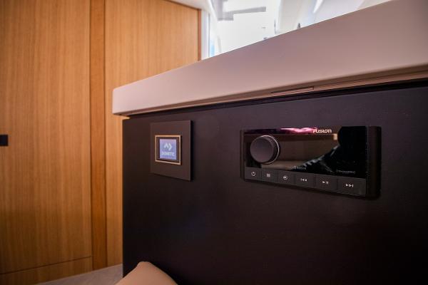 Slide: The Image of Fairline F Line 33 2021 interior with Fusion audio system and control panel. - 26