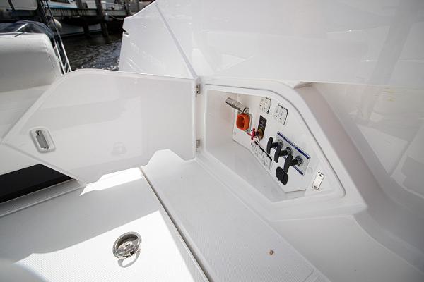 Slide: The Image of 2021 Fairline F Line 33 boat control panel compartment. - 41