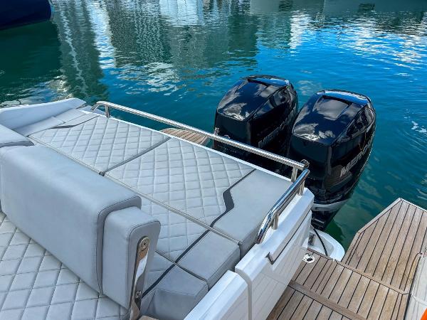 Slide: The Image of 2023 Fairline F//Line 33 Outboard with twin engines and luxurious seating. - 19