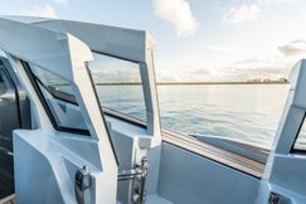 Slide: The Image of 2023 Fairline F//Line 33 Outboard boat interior with ocean view. - 19
