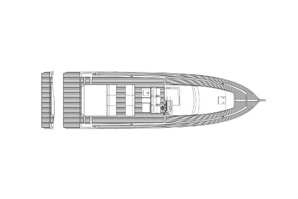Slide: The Image of Top view blueprint of 2025 Fiart 43 Seawalker yacht. - 14
