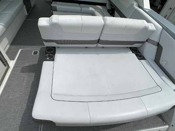 Slide: The Image of 2021 Formula 380 SSC boat interior with spacious seating and cup holders. - 12