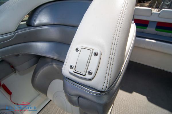 Slide: The Image of Close-up of 2012 Formula 382 FASTech boat's leather seating with stitching detail. - 32