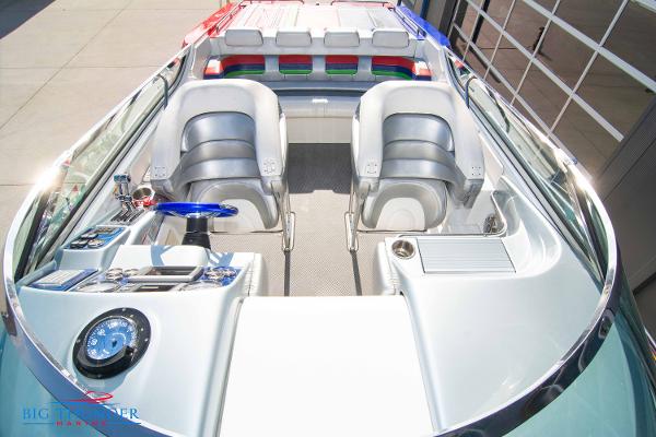 Slide: The Image of 2012 Formula 382 FASTech boat interior with dual seats and colorful rear seating. - 42