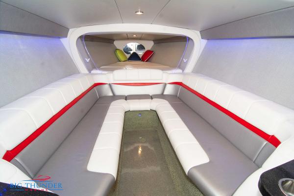 Slide: The Image of Interior of 2012 Formula 382 FASTech boat with white and gray seating. - 44