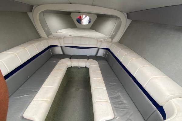 Slide: The Image of Interior of 2013 Formula 382 FASTech boat with white and gray seating. - 13