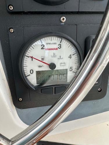 Slide: The Image of Yanmar RPM gauge on 1998 Fountaine Pajot Athena 38 catamaran dashboard. - 29