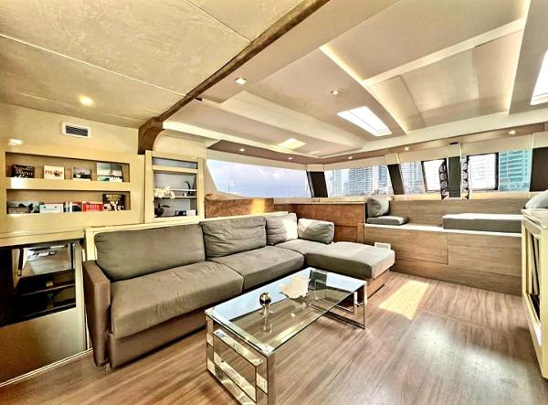 Slide: The Image of Luxurious interior of 2017 Fountaine Pajot Ipanema 58 Power Catamaran with modern furnishings. - 47