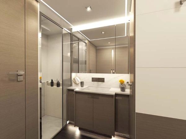 Slide: The Image of Modern bathroom interior of 2024 Fountaine Pajot Samana 59 yacht. - 6