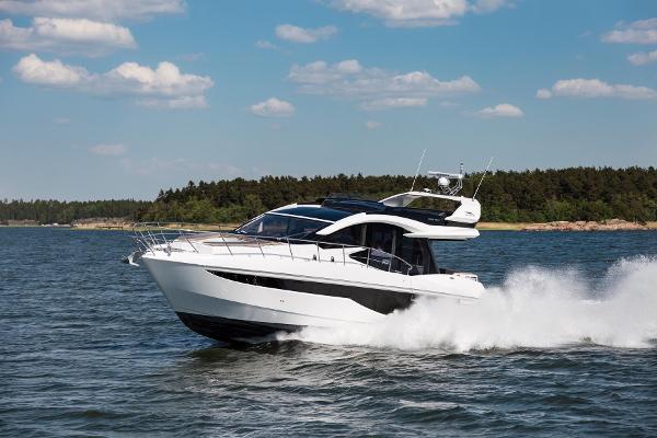 Slide: The Image of 2023 Galeon 470 Sky yacht cruising on a sunny day. - 0