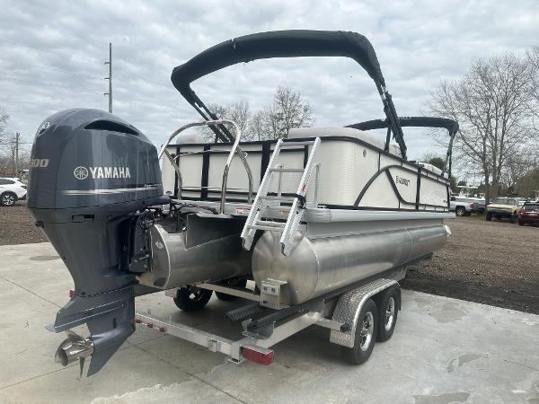 Slide: The Image of 2025 Godfrey SWEETWATER 2286 SB pontoon boat with Yamaha engine on trailer. - 0