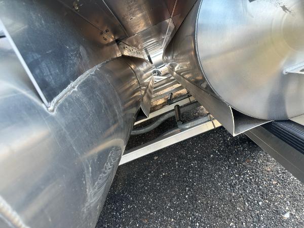 Slide: The Image of Underneath view of 2025 Godfrey SWEETWATER 2286 SB pontoon boat, showcasing aluminum pontoons. - 10