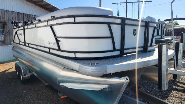 Slide: The Image of 2025 Godfrey SWEETWATER 2286 SB pontoon boat on trailer, side view. - 5