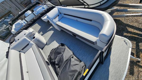 Slide: The Image of 2025 Godfrey SWEETWATER 2286 SB pontoon boat with spacious seating and modern design. - 6