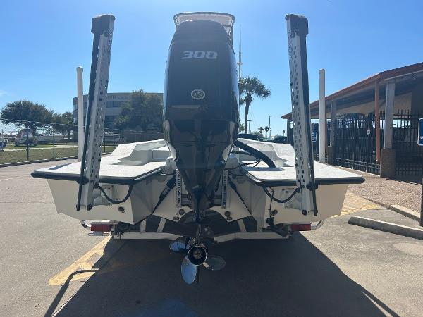 Slide: The Image of 2024 Gulf Coast VariSide boat with 300 HP engine, rear view. - 25