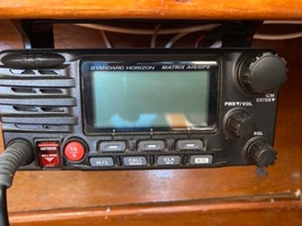 Slide: The Image of Standard Horizon Matrix AIS/GPS marine radio on a 1978 Gulfstar 50 sailboat. - 21