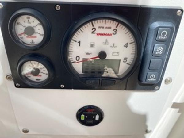 Slide: The Image of Control panel of a 1978 Gulfstar 50 sailboat with Yanmar engine gauges. - 47